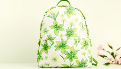 Embrace the Charm of Our Adorable Green Lily Print Backpack