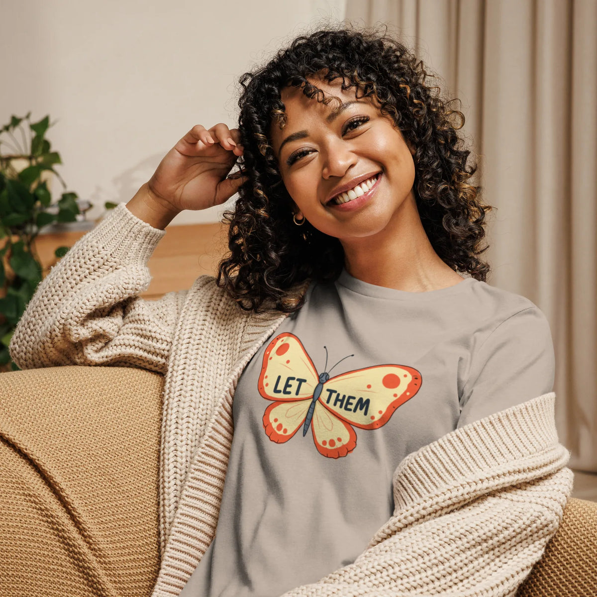 Light pink women's t-shirts with a cute bunny face graphic on the front