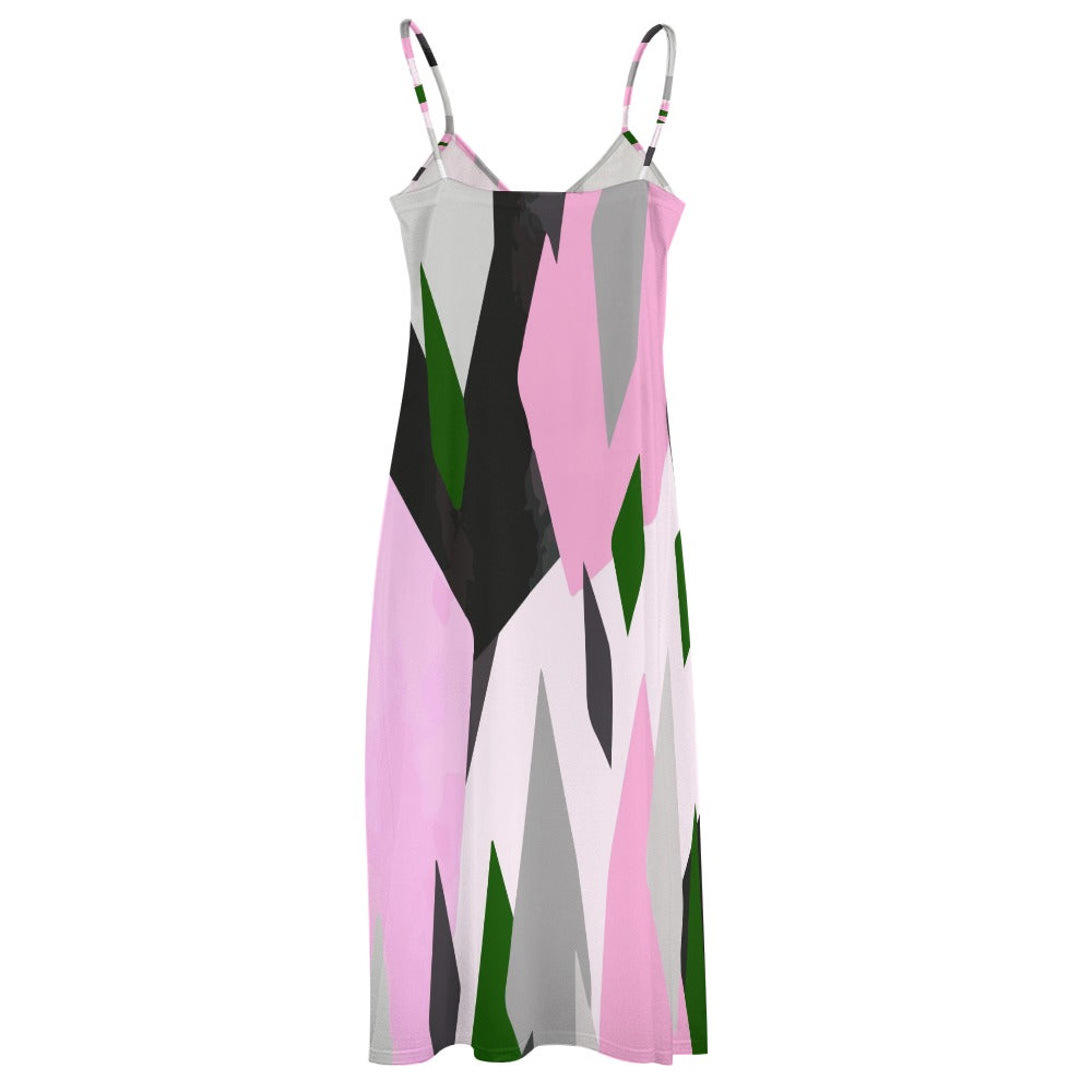 Sling Ankle Long Women'S Dress Geometric Pattern