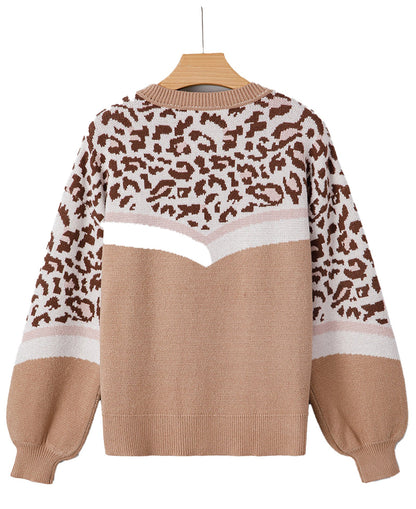 Leopard Print Color Block Sweater
