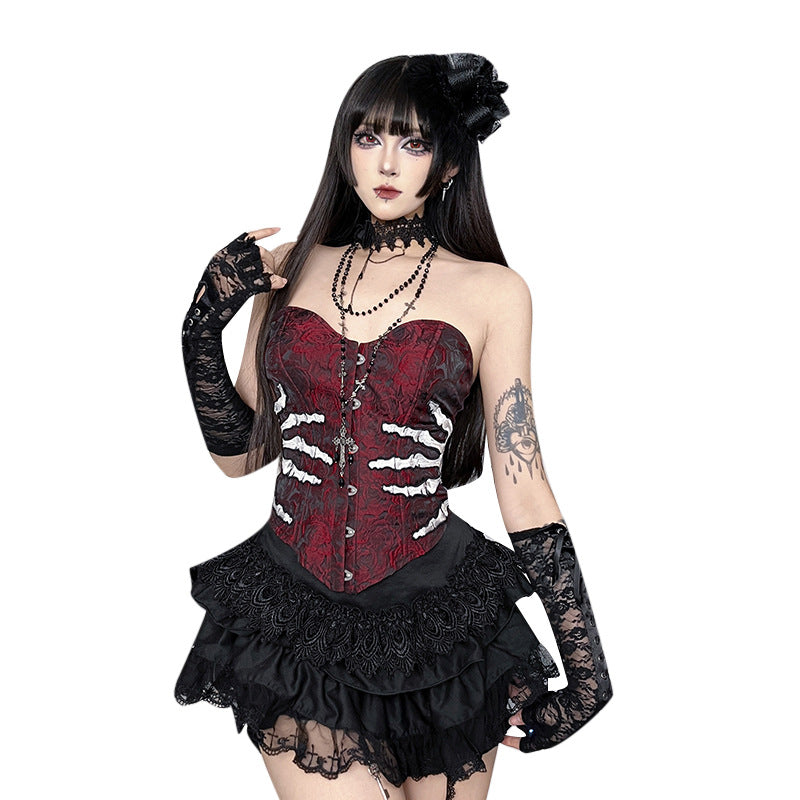 Plus Size Gothic Top with Lace Details