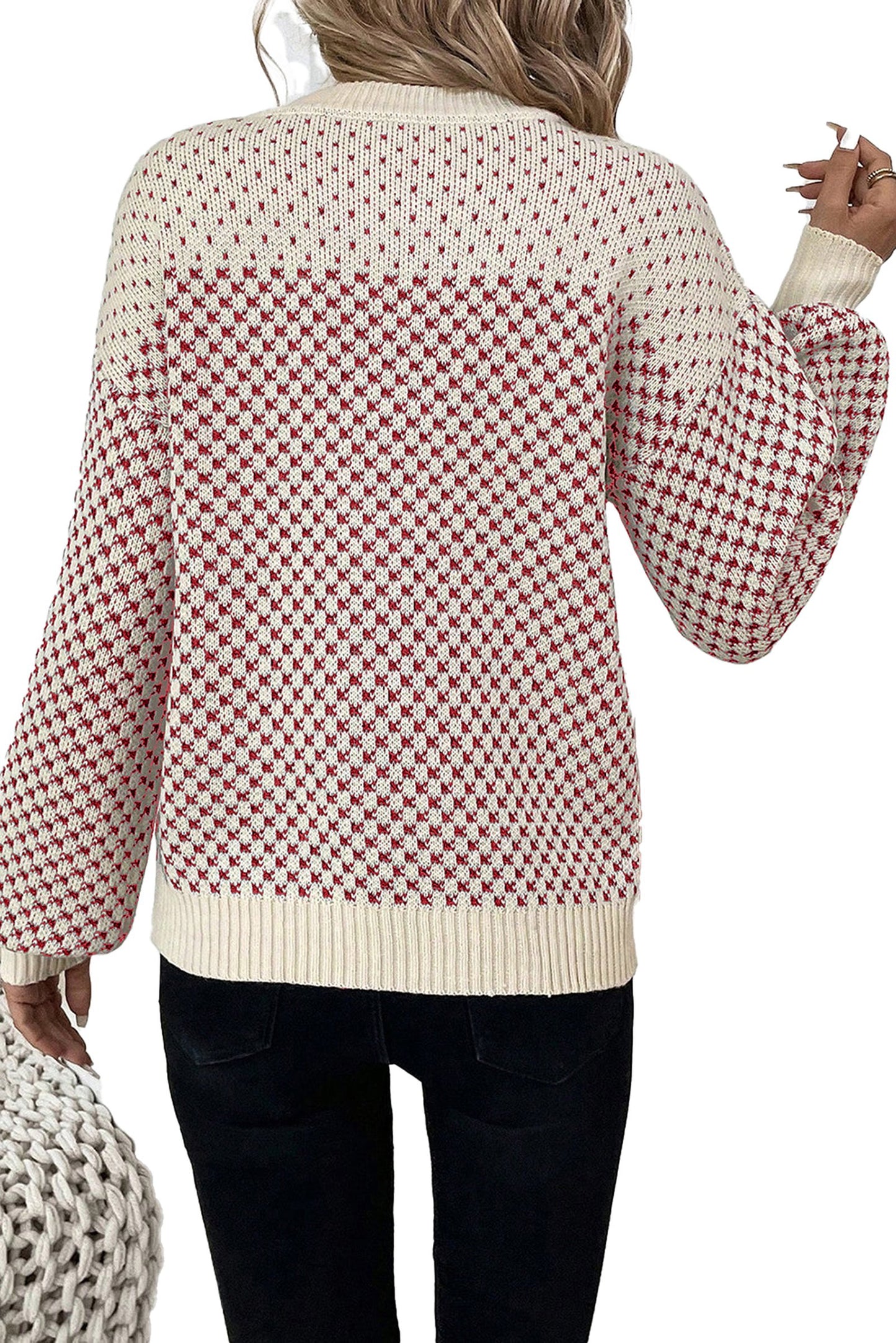 Black Contrast Lantern Sleeve Sweater