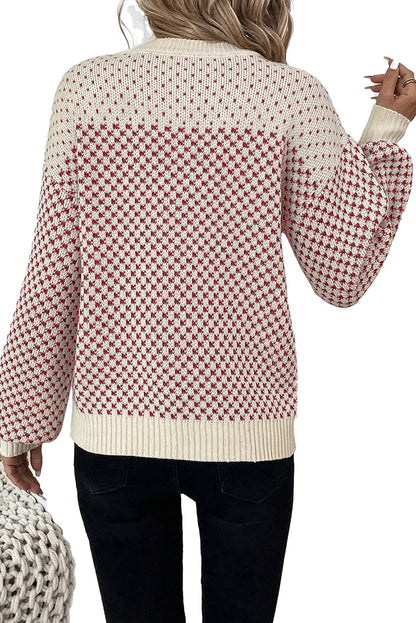 Black Contrast Lantern Sleeve Sweater