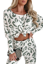 Beige Leopard Print Loungewear Set