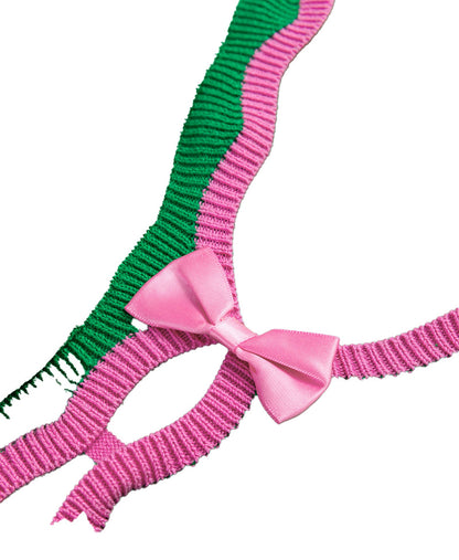 Green Stripe Bow Sweater Cardigan