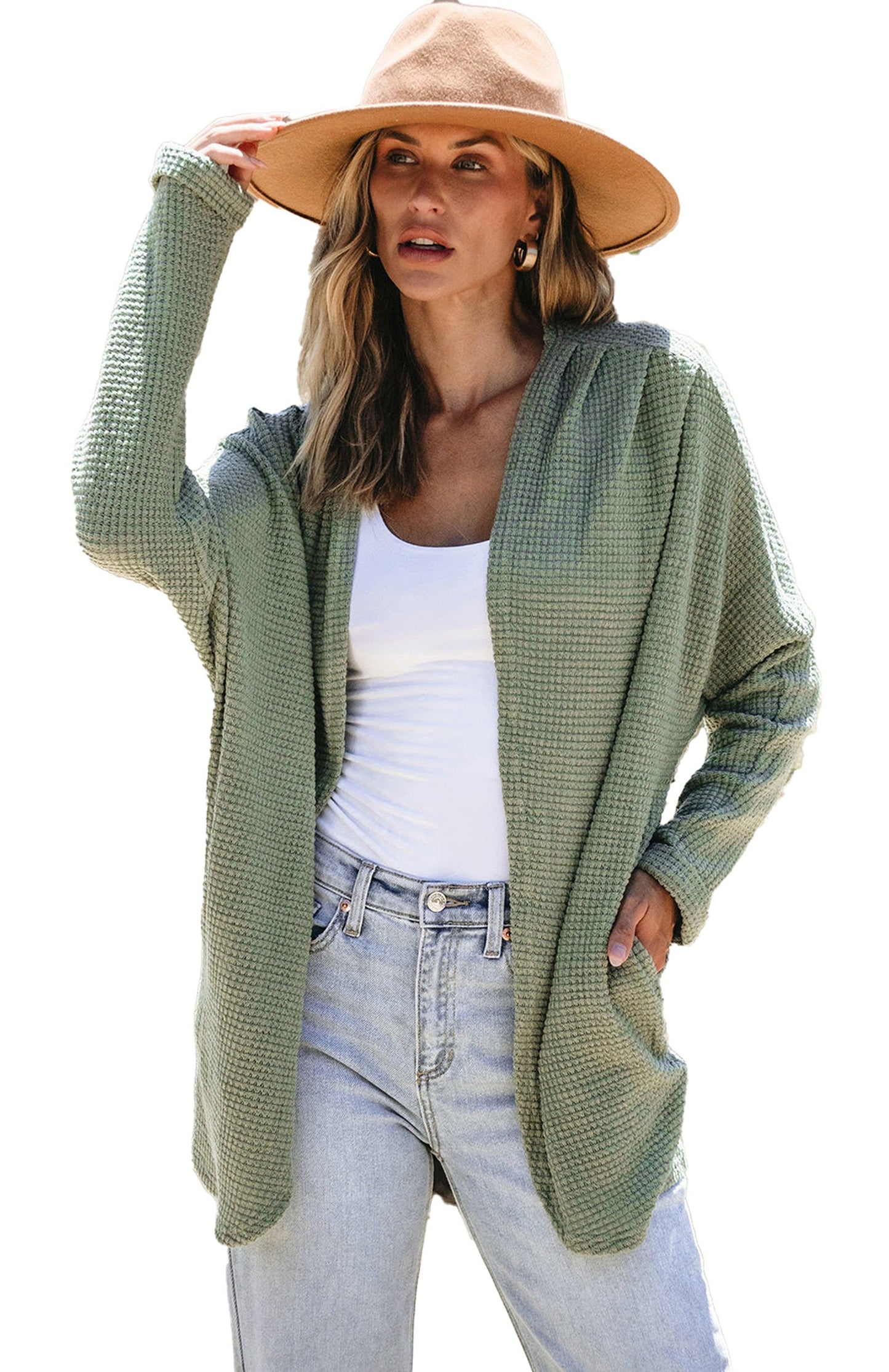 Laurel Green Waffle Knit Cardigan