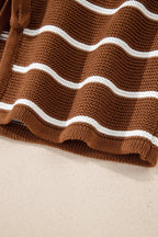 Chestnut Striped Tie Front Cardigan