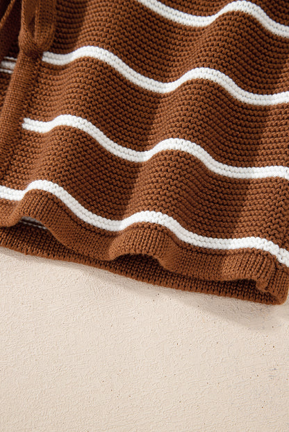 Chestnut Striped Tie Front Cardigan