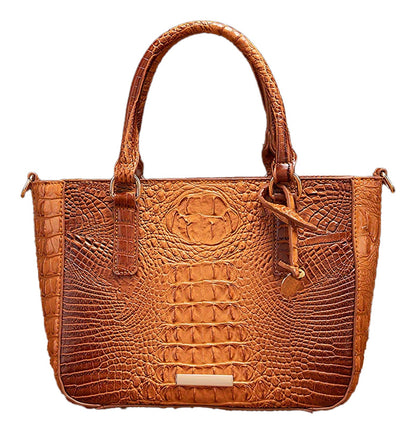 Crocodile Pattern Satchel Handbag Pink