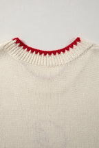 Beige Plaid Crawfish Crew Neck Knit Sweater Vest