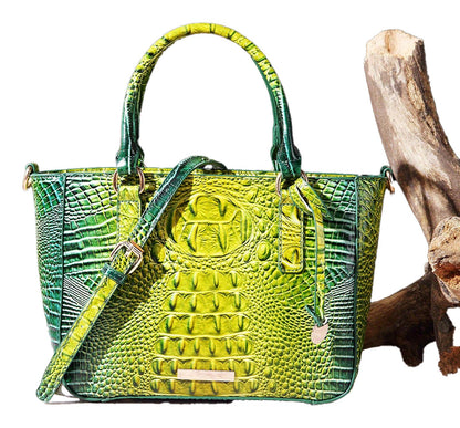 Crocodile Pattern Satchel Handbag Pink