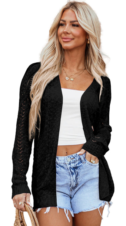 White Open Knit Cardigan For Trendy Style