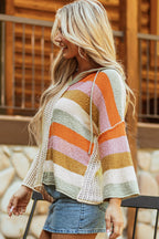 Beige Oversized Colorblock Sweater