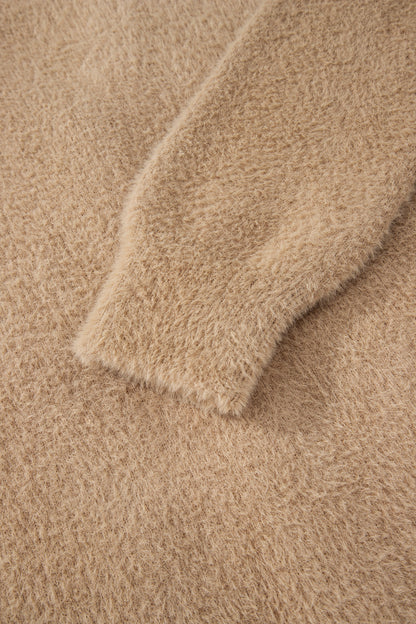 Dear-Lover Smoke Gray Fuzzy Cardigan For Cozy Style