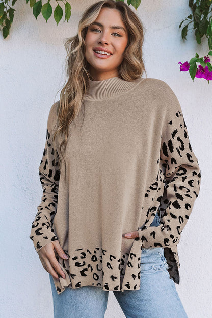 Khaki Leopard Oversized Sweater