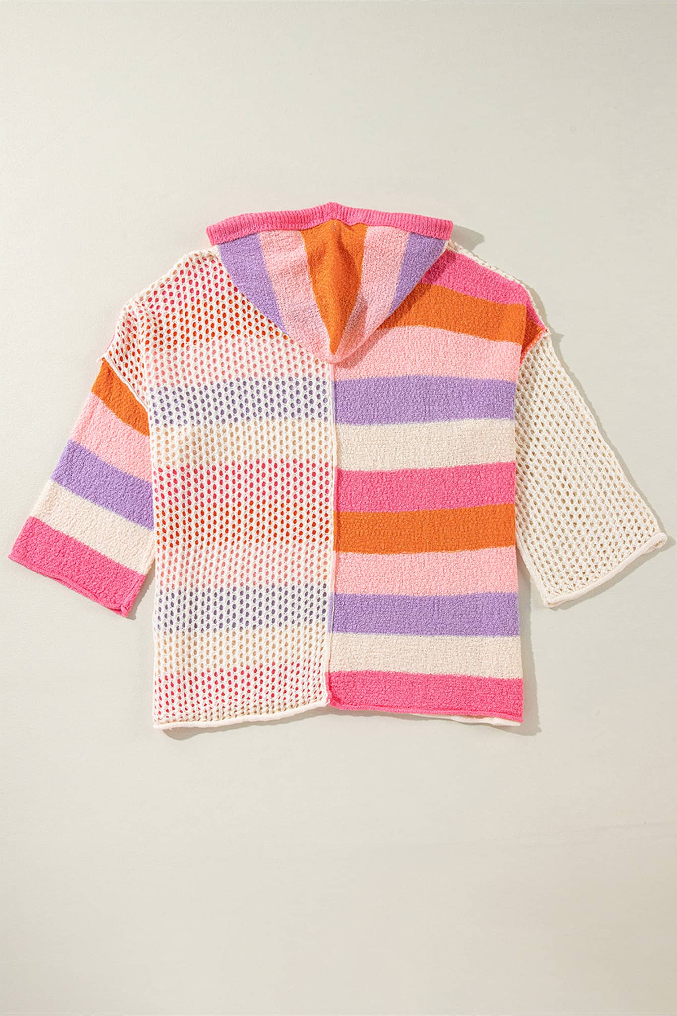 Beige Oversized Colorblock Sweater