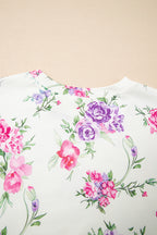 Apricot Floral Print Pullover Drawstring Lounge Pants Set