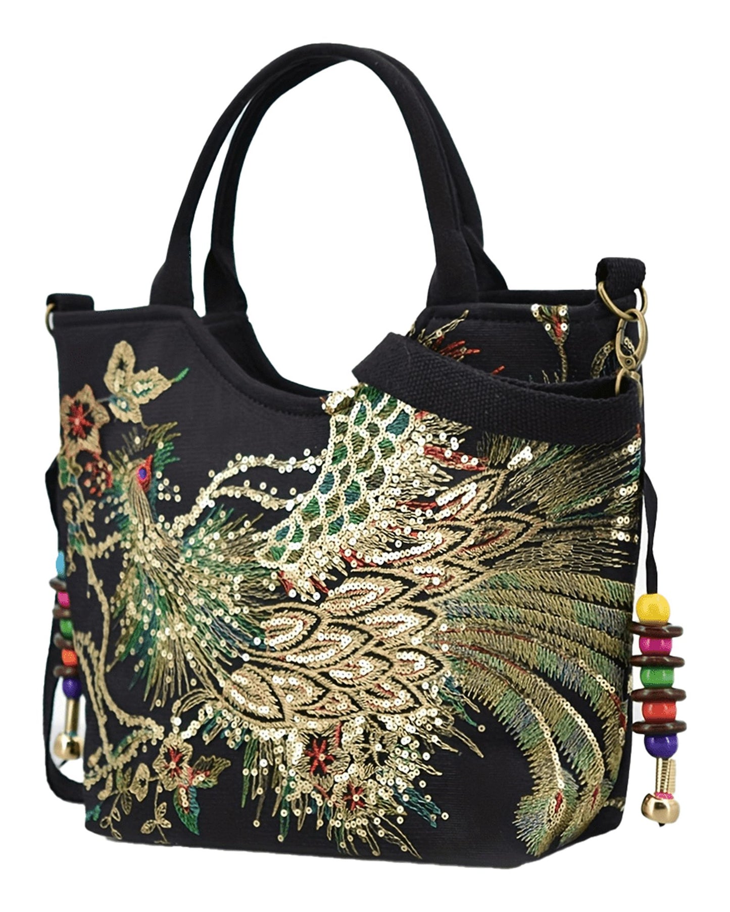 Wo's Embroidered Satchel Bag - Retro Double Handle Handbag with