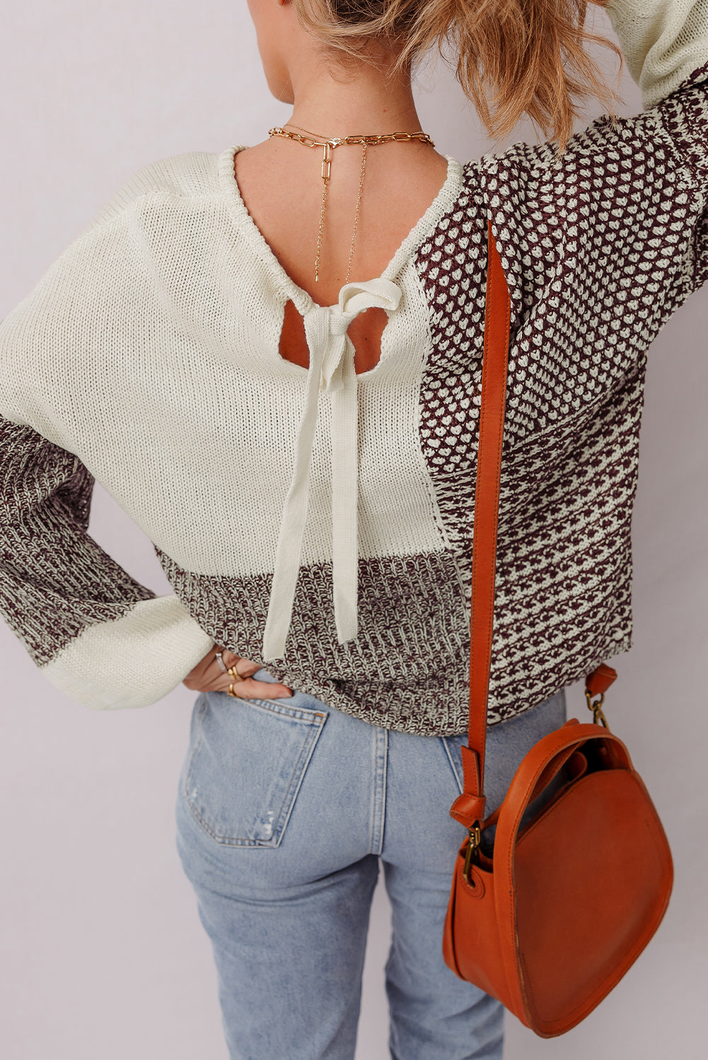 Dark Khaki Color Block Sweater