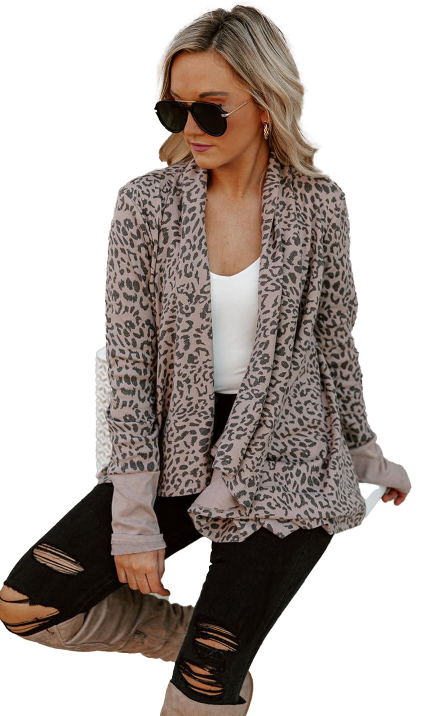 Leopard Open Front Cardigan For Trendy Style