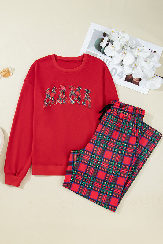 Red Plaid Christmas Lounge Set