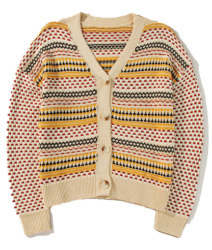 Khaki Buttoned V Neck Cropped Cardigan