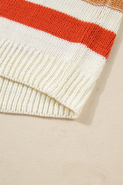 Pink Striped Colorblock Sweater