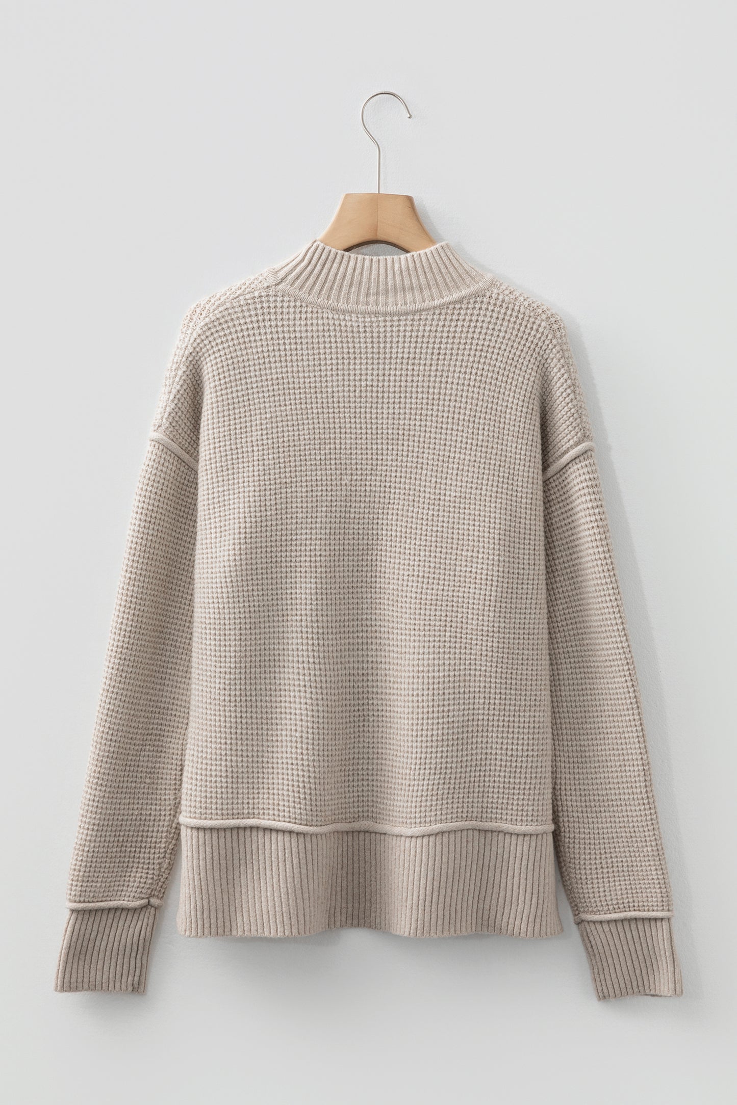 Gray Waffle Knit Sweater For Stylish Comfort