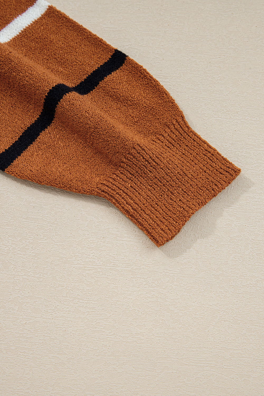 Brown Stripe Drop Shoulder Sweater