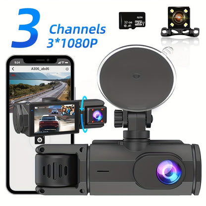 3 Channel Dash Cam With Night Vision