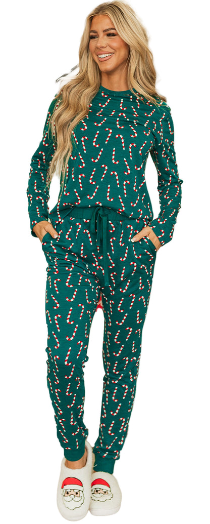 Green Christmas Lounge Set With Candy Canes