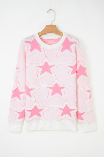 Pink Star Oversized Sweater For Cozy Style