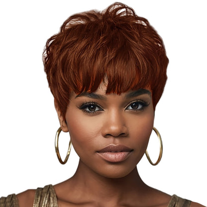 Short Black Wavy Wig With Bangs