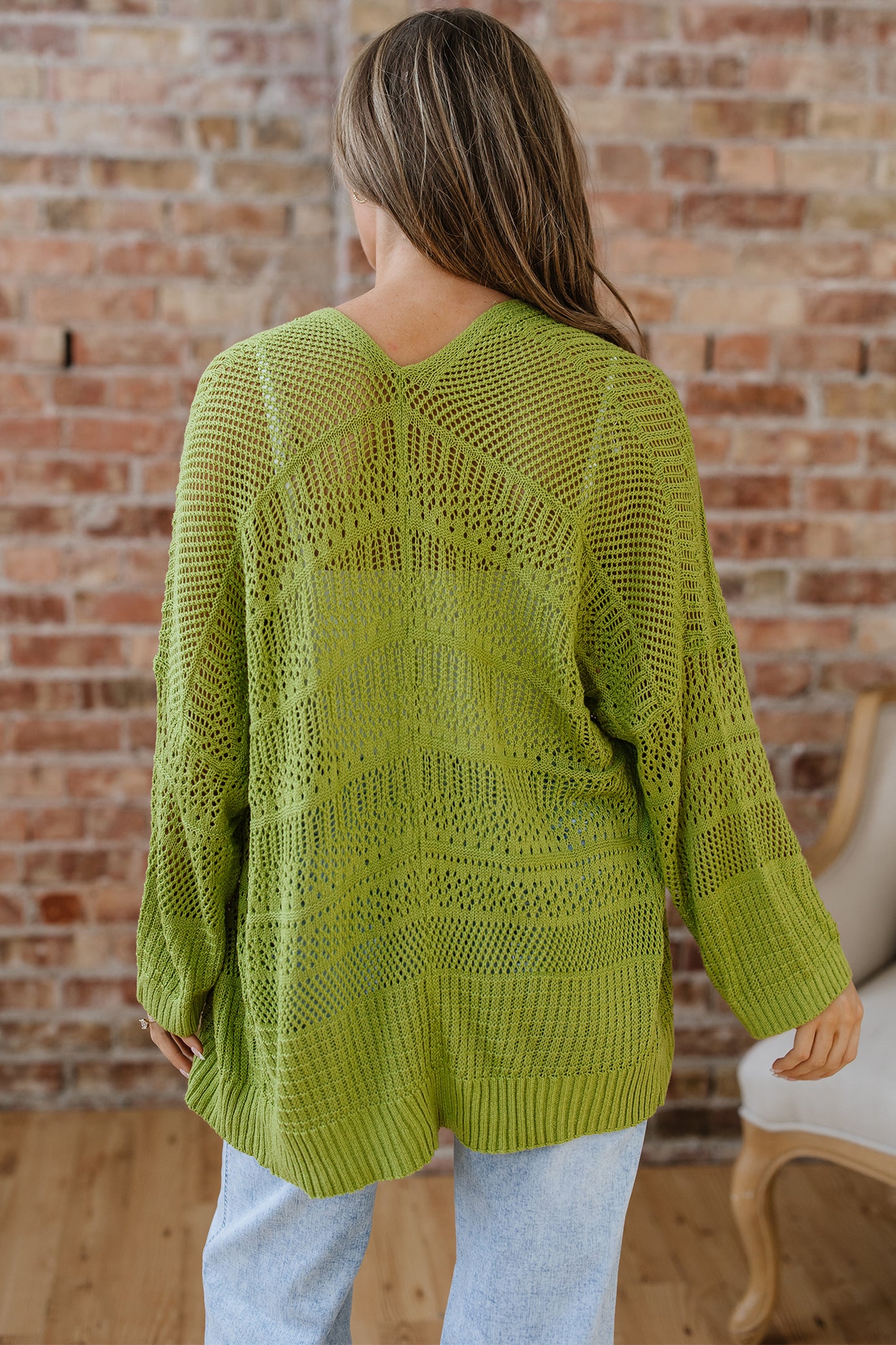 Green Oversized Crochet Cardigan