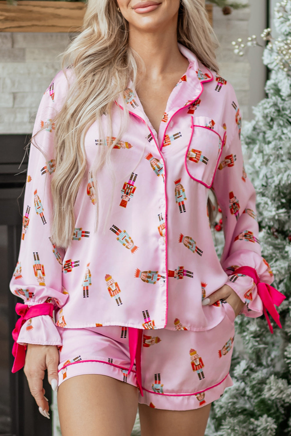 Pink Nutcracker Pajama Set For Cozy Nights