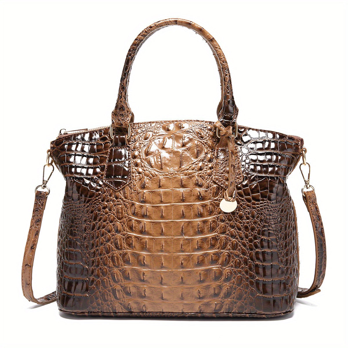 Crocodile Embossed Womens Handbag Chic Satchel