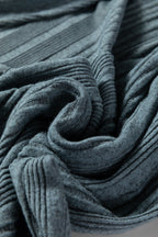 Black Ribbed Open Front Cardigan