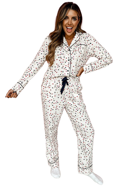 White Star Pajama Set Women For Cozy Nights