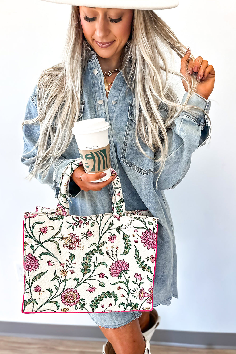 Oversized Denim Shirt Dress With Pockets