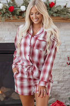 Red Plaid Lounge Set For Women