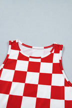Black Checkerboard Printed Slim Tank Top