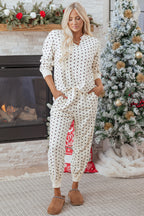 White Polka Dot Lounge Set For Comfort