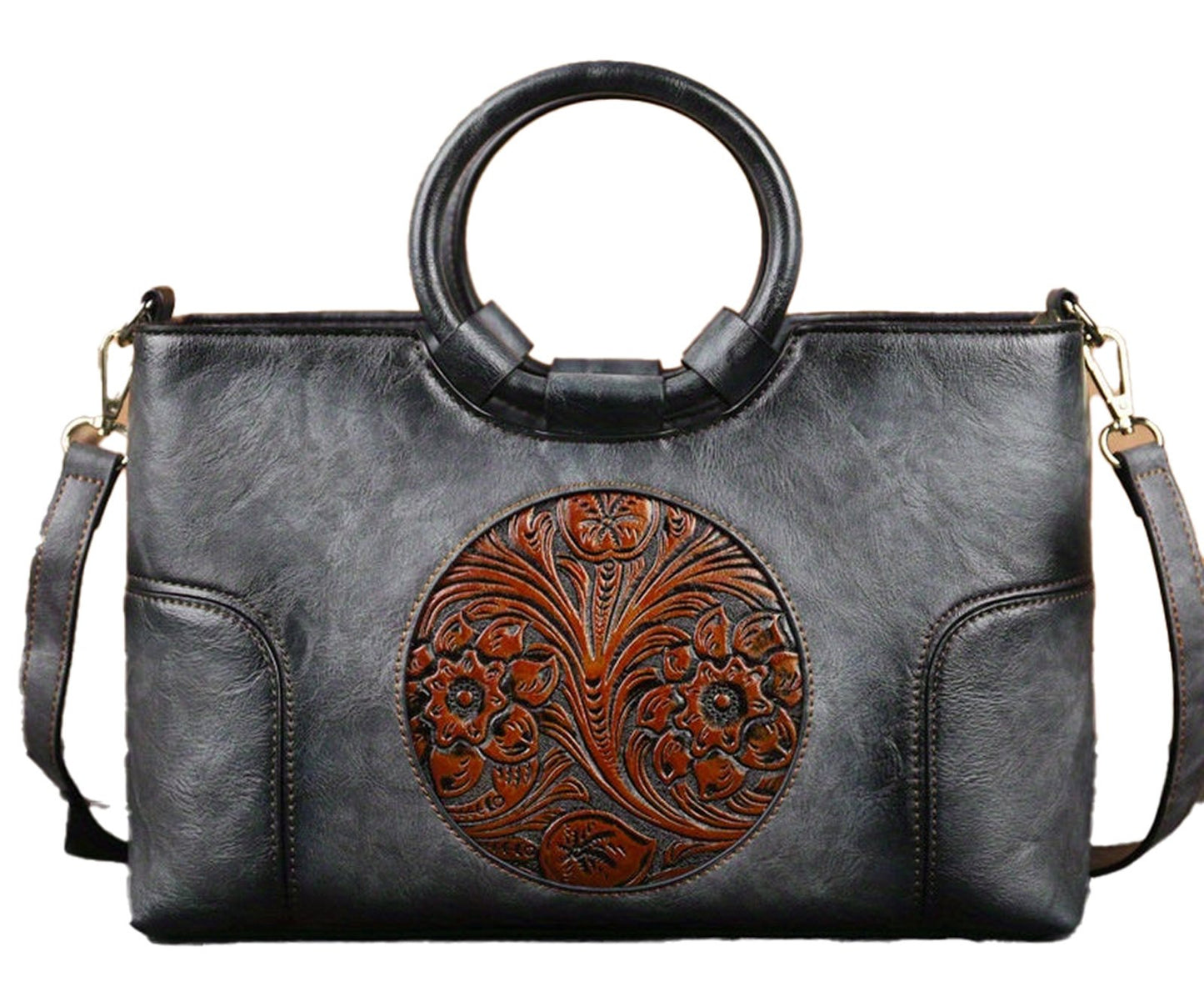 Vintage Flower Embossed Tote Bag