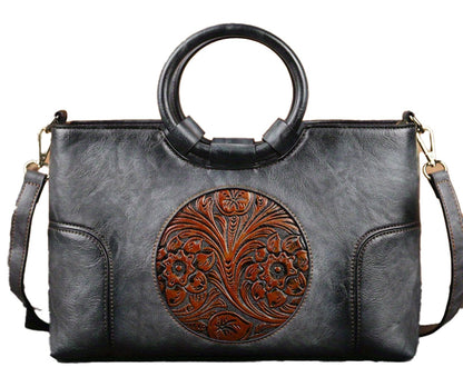 Vintage Flower Embossed Tote Bag