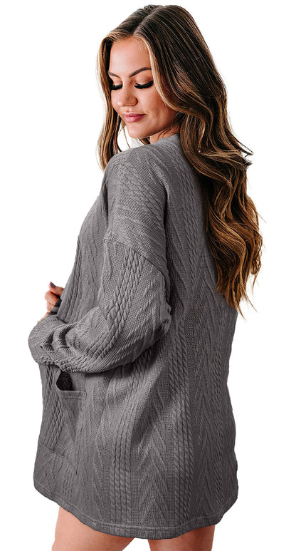 Solid Textured Open Front Cardigan
