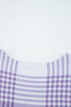 Lilac Plaid Sweater For Trendy Fashion