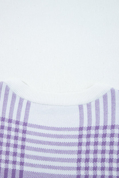 Lilac Plaid Sweater For Trendy Fashion