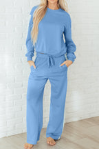 Blue Floral Lounge Set Women Cozy Comfort