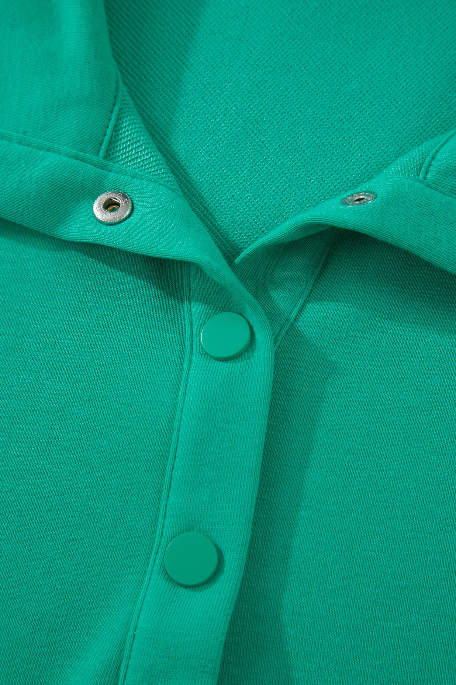 Beau Blue Solid Color Snap Button Polo Collar Short Sleeve Scallop Hem Mini Dress