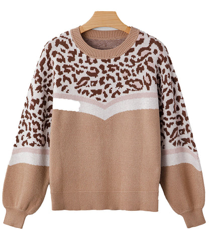 Leopard Print Color Block Sweater